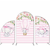 Aperturee Elephant Pink Stripe Floral Arch Backdrop Kit For Party